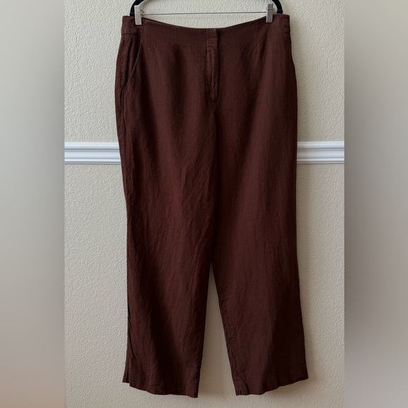 Talbots 100% Linen Southampton Pant Chocolate Brown Size 16 - Picture 8 of 10